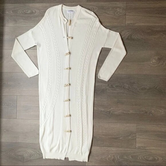 Free People One Teaspoon Sorrento Knit Long Cardigan Sweater Duster Maxi Cream - Picture 5 of 16